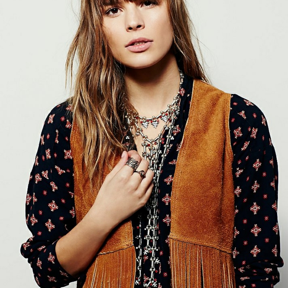 Suede fringe vest